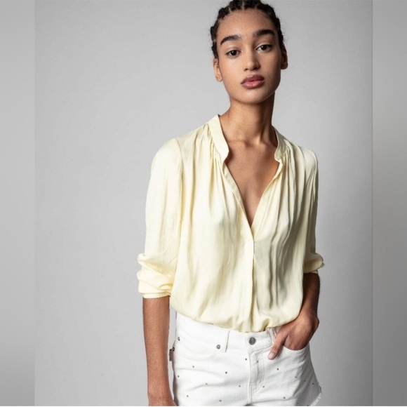 Zadig & Voltaire Tink Satin Blouse in Butter XS - Picture 1 of 12